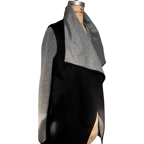 MICHI Black Gray Open-Front Draped Collar Jacket Size S - Picture 2 of 11